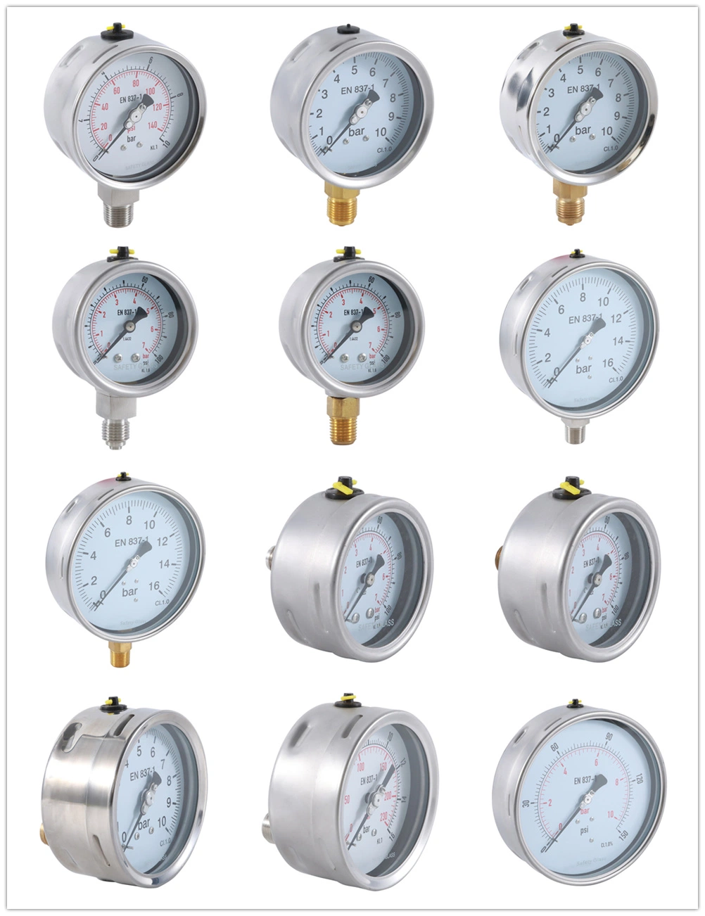 DIN Type 2.5&quot; All Stainless Steel Liquid Filled Pressure Gauge High Quality Pressure Gauge