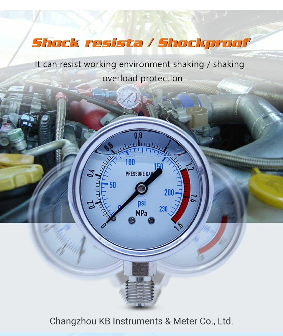 1.6% All Stainless Steel Liquid Filled DIN Pressure Testing Gauges